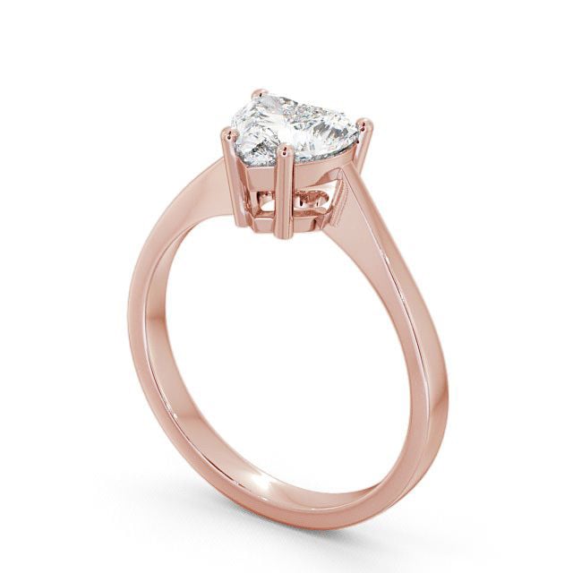 Heart Diamond Engagement Ring 18K Rose Gold Solitaire - Zelah ENHE4_RG_SIDE