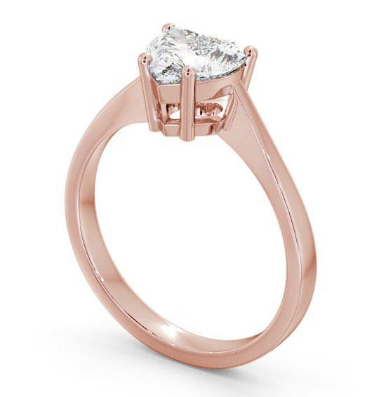 Heart Diamond 4 Prong Engagement Ring 9K Rose Gold Solitaire ENHE4_RG_THUMB1