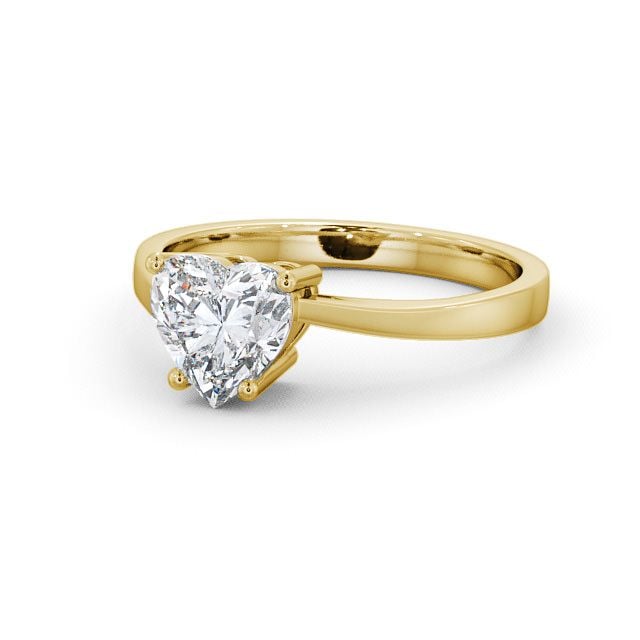 Heart Diamond Engagement Ring 18K Yellow Gold Solitaire - Zelah ENHE4_YG_FLAT