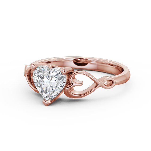 Heart Diamond Engagement Ring 9K Rose Gold Solitaire - Jenina ENHE6_RG_FLAT
