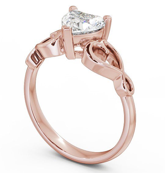 Heart Diamond with Heart Band Engagement Ring 18K Rose Gold Solitaire ENHE6_RG_THUMB1 