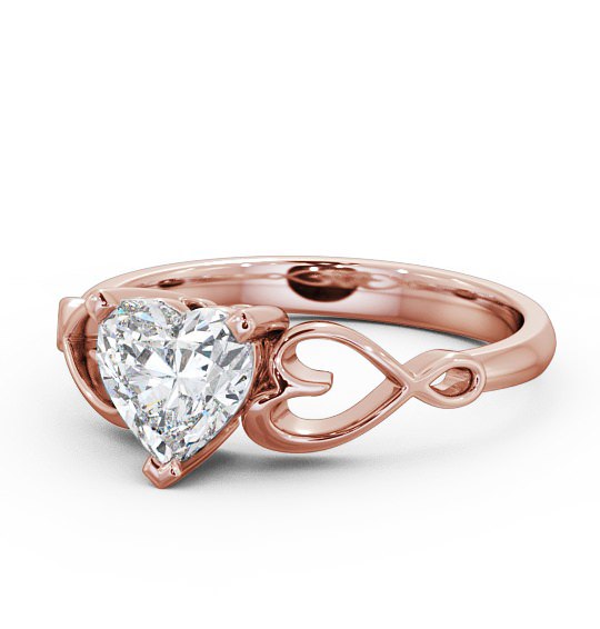 Heart Diamond with Heart Band Engagement Ring 18K Rose Gold Solitaire ENHE6_RG_THUMB2 