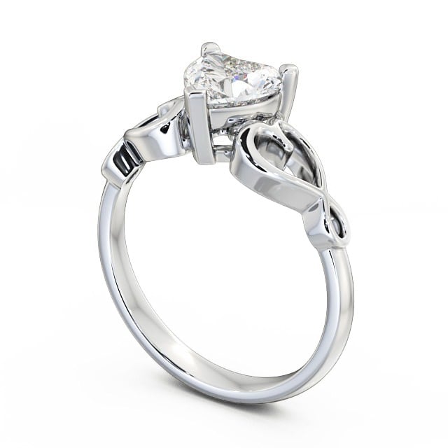 Heart Diamond Engagement Ring 9K White Gold Solitaire - Jenina ENHE6_WG_SIDE