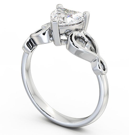 Heart Diamond with Heart Band Engagement Ring 18K White Gold Solitaire ENHE6_WG_THUMB1 