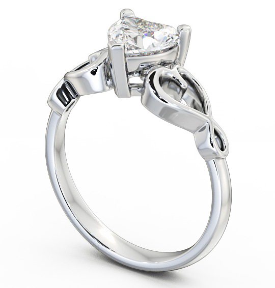 Heart Diamond with Heart Band Engagement Ring 18K White Gold Solitaire ENHE6_WG_THUMB1