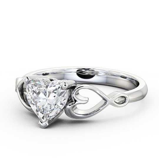 Heart Diamond with Heart Band Engagement Ring Platinum Solitaire ENHE6_WG_THUMB2 