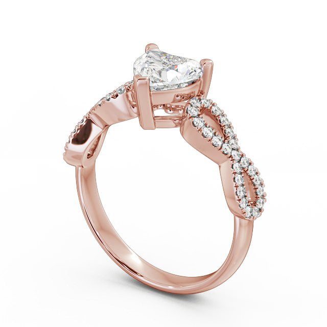 Heart Diamond Engagement Ring 18K Rose Gold Solitaire With Side Stones - Leah ENHE7_RG_SIDE