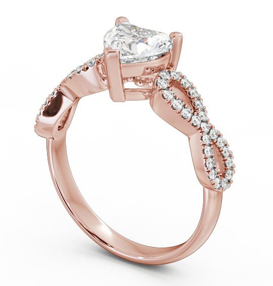 Heart Diamond Infinity Style Band Engagement Ring 9K Rose Gold Solitaire with Channel Set Side Stones ENHE7_RG_THUMB1 