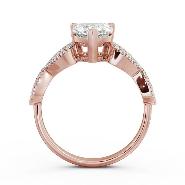 Heart Diamond Engagement Ring 9K Rose Gold Solitaire With Side Stones - Leah ENHE7_RG_UP