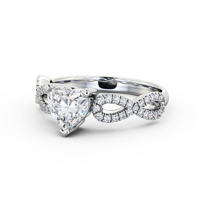 Heart Diamond Engagement Ring Palladium Solitaire With Side Stones - Leah ENHE7_WG_FLAT