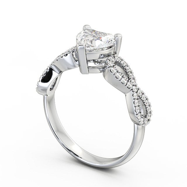 Heart Diamond Engagement Ring Palladium Solitaire With Side Stones - Leah ENHE7_WG_SIDE