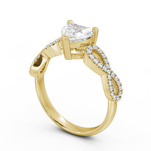 Heart Diamond Engagement Ring 18K Yellow Gold Solitaire With Side Stones - Leah ENHE7_YG_SIDE