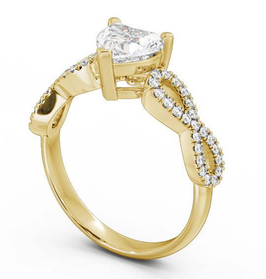 Heart Diamond Engagement Ring 9K Yellow Gold Solitaire With Side Stones - Leah ENHE7_YG_THUMB1