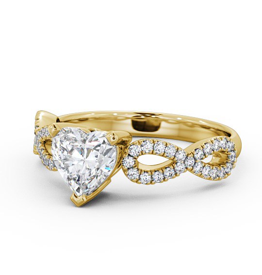  Heart Diamond Engagement Ring 18K Yellow Gold Solitaire With Side Stones - Leah ENHE7_YG_THUMB2 