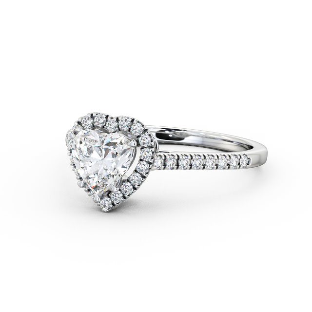 Halo Heart Diamond Engagement Ring 18K White Gold - Joella ENHE8_WG_FLAT