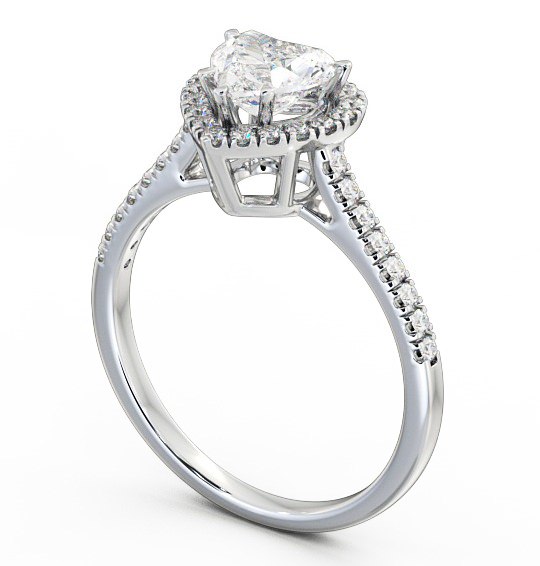 Halo Heart Diamond High Setting Engagement Ring 9K White Gold ENHE8_WG_THUMB1