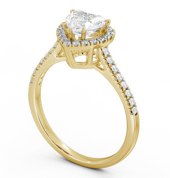 Halo Heart Diamond High Setting Engagement Ring 18K Yellow Gold ENHE8_YG_THUMB1