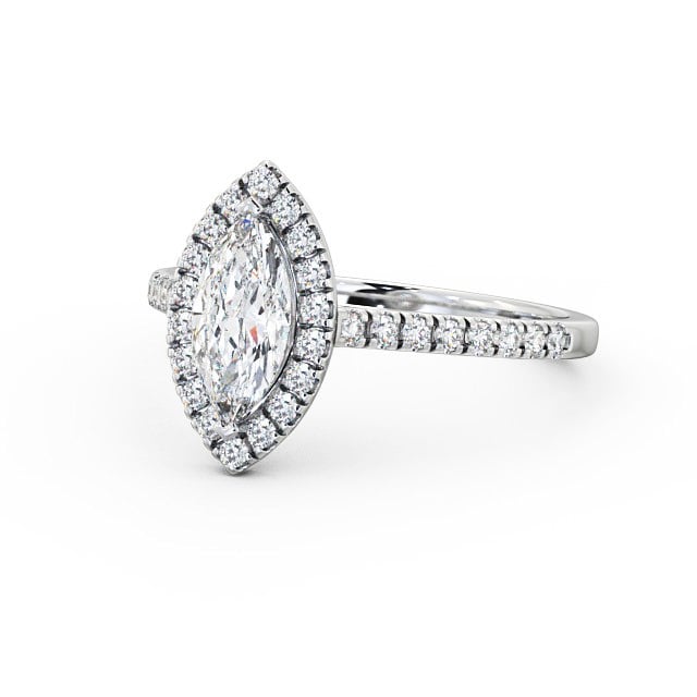 Halo Marquise Diamond Engagement Ring 9K White Gold - Millie ENMA10_WG_FLAT