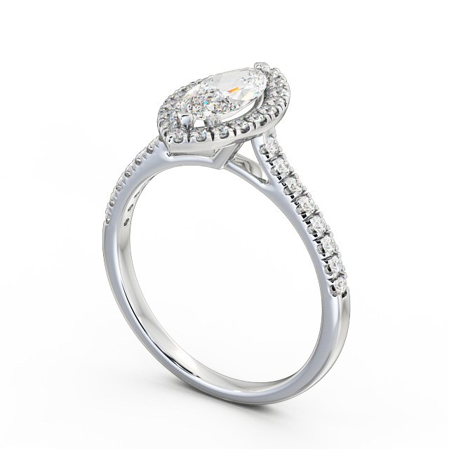 Halo Marquise Diamond Engagement Ring 18K White Gold - Millie ENMA10_WG_SIDE