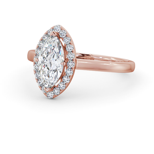 Halo Marquise Diamond Engagement Ring 9K Rose Gold - Rossella ENMA11_RG_FLAT