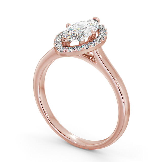 Halo Marquise Diamond Engagement Ring 9K Rose Gold - Rossella ENMA11_RG_SIDE