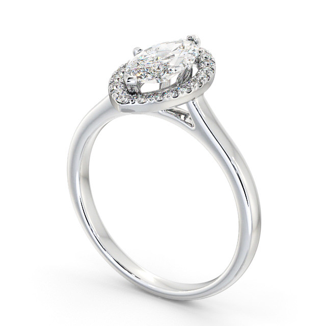 Halo Marquise Diamond Engagement Ring 18K White Gold - Rossella ENMA11_WG_SIDE