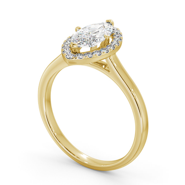 Halo Marquise Diamond Engagement Ring 18K Yellow Gold - Rossella ENMA11_YG_SIDE