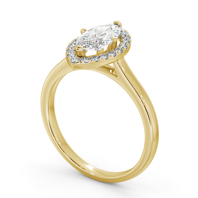 Halo Marquise Diamond Engagement Ring 9K Yellow Gold - Rossella ENMA11_YG_SIDE