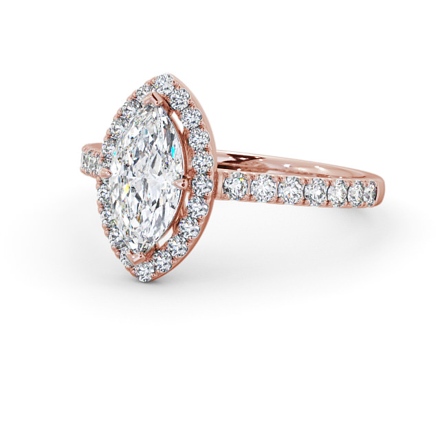 Halo Marquise Diamond Engagement Ring 9K Rose Gold - Sonata ENMA12_RG_FLAT