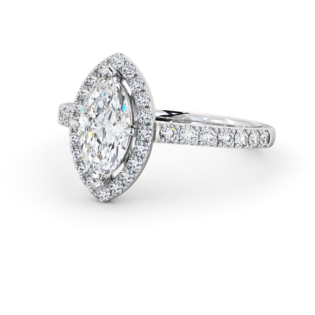 Halo Marquise Diamond Engagement Ring 18K White Gold - Sonata ENMA12_WG_FLAT