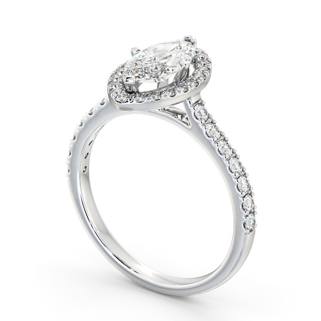 Halo Marquise Diamond Engagement Ring Platinum - Sonata ENMA12_WG_SIDE