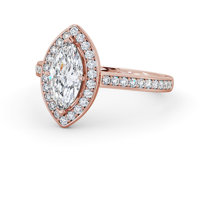 Halo Marquise Diamond Engagement Ring 9K Rose Gold - Portrel ENMA13_RG_FLAT
