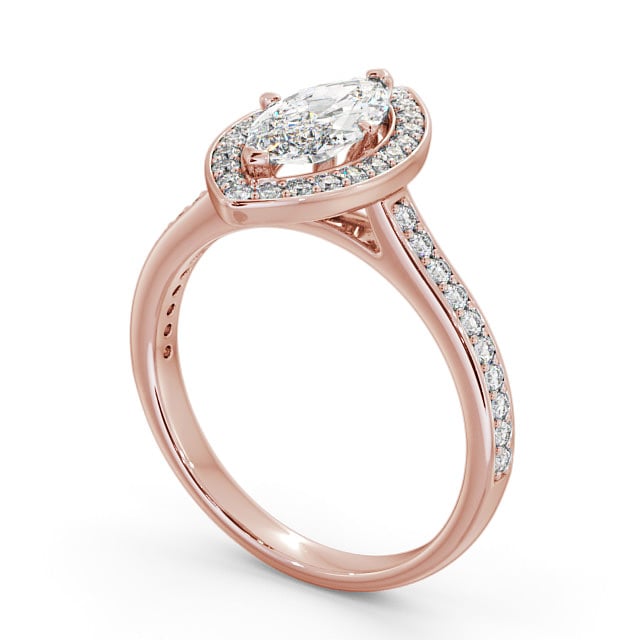 Halo Marquise Diamond Engagement Ring 9K Rose Gold - Portrel ENMA13_RG_SIDE