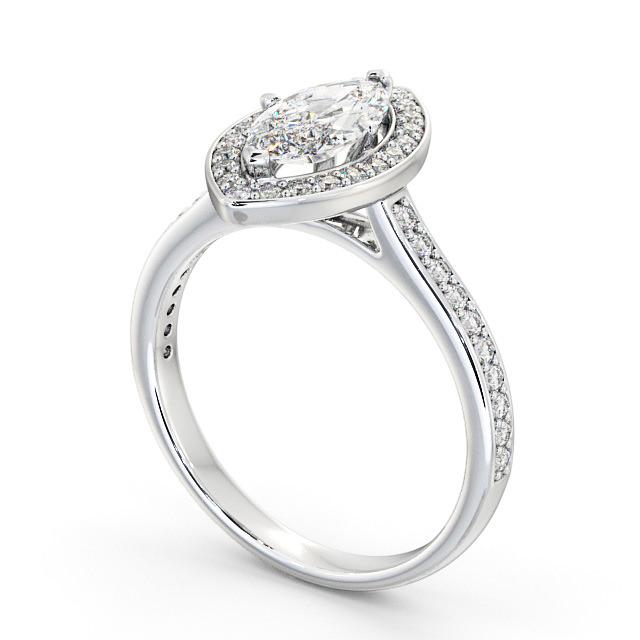 Halo Marquise Diamond Engagement Ring 18K White Gold - Portrel ENMA13_WG_SIDE