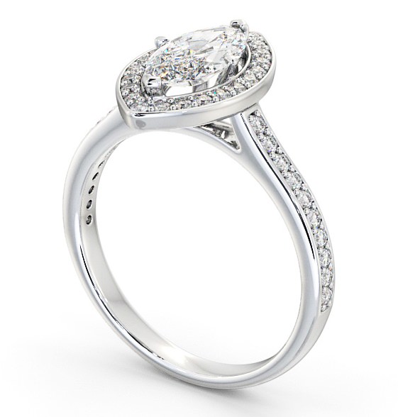 Halo Marquise Diamond Traditional Engagement Ring 18K White Gold ENMA13_WG_THUMB1