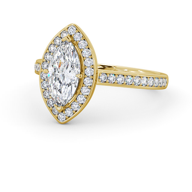 Halo Marquise Diamond Engagement Ring 9K Yellow Gold - Portrel ENMA13_YG_FLAT