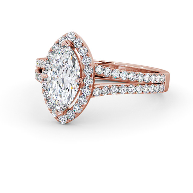 Halo Marquise Diamond Engagement Ring 9K Rose Gold - Loreli ENMA14_RG_FLAT