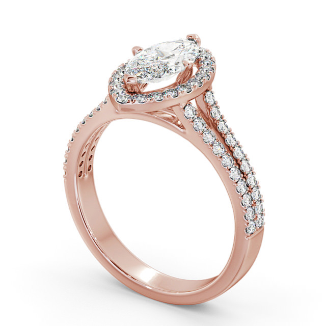 Halo Marquise Diamond Engagement Ring 9K Rose Gold - Loreli ENMA14_RG_SIDE