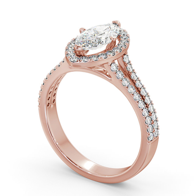 Halo Marquise Diamond Engagement Ring 18K Rose Gold - Loreli ENMA14_RG_SIDE