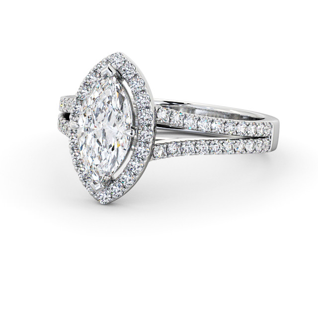 Halo Marquise Diamond Engagement Ring 18K White Gold - Loreli ENMA14_WG_FLAT