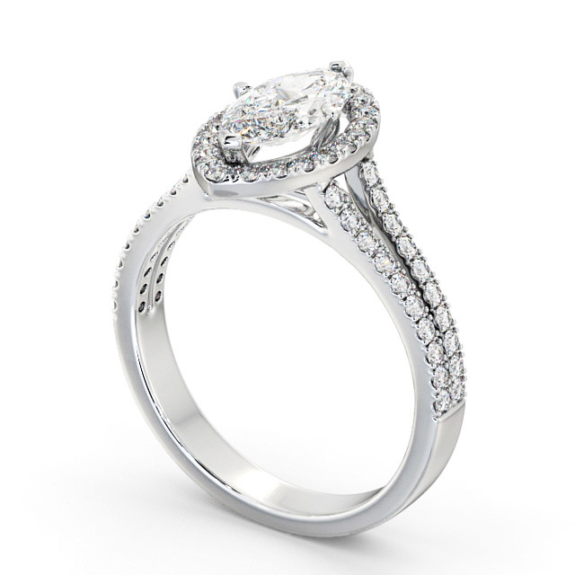 Halo Marquise Diamond Engagement Ring 18K White Gold - Loreli ENMA14_WG_SIDE