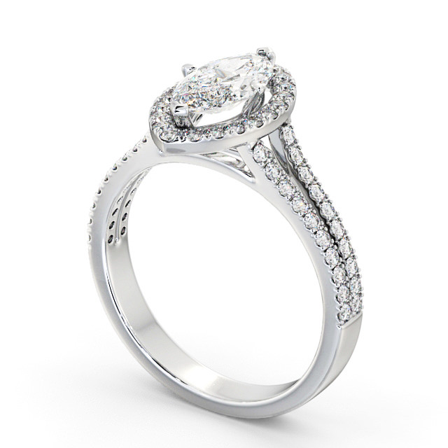 Halo Marquise Diamond Engagement Ring 9K White Gold - Loreli ENMA14_WG_SIDE