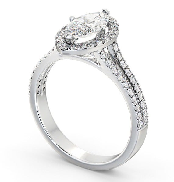 Halo Marquise Diamond Split Band Engagement Ring 9K White Gold ENMA14_WG_THUMB1