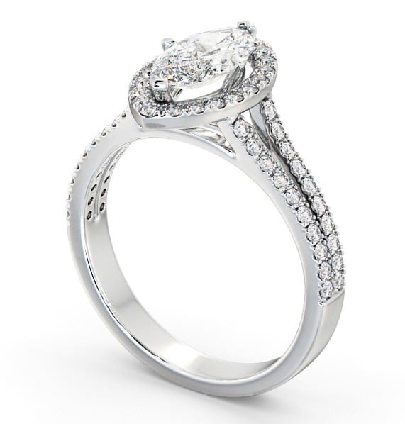 Halo Marquise Diamond Split Band Engagement Ring 18K White Gold ENMA14_WG_THUMB1