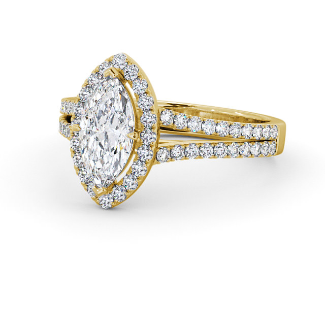 Halo Marquise Diamond Engagement Ring 18K Yellow Gold - Loreli ENMA14_YG_FLAT