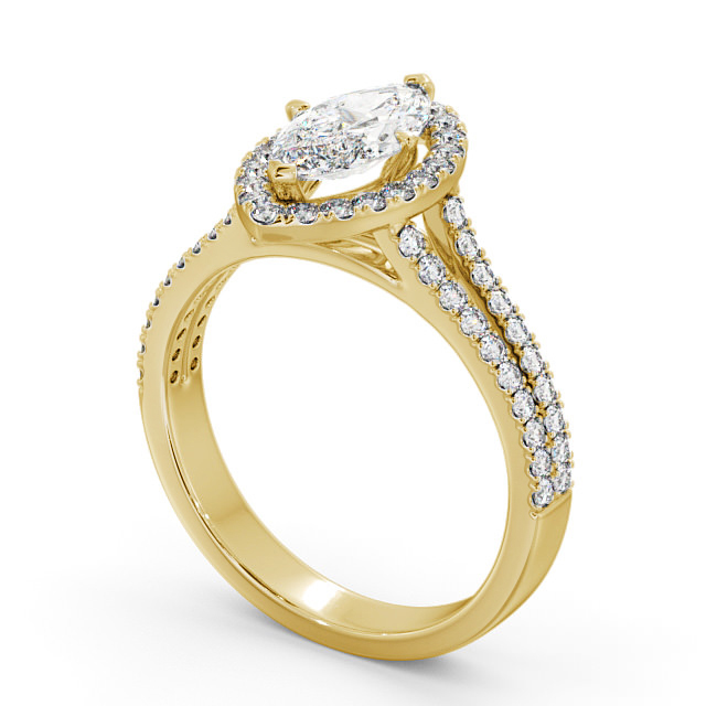 Halo Marquise Diamond Engagement Ring 18K Yellow Gold - Loreli ENMA14_YG_SIDE