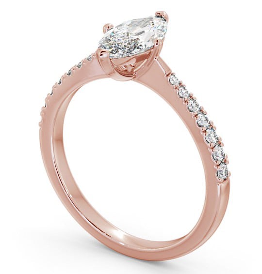 Marquise Diamond Engagement Ring 9K Rose Gold Solitaire With Side Stones - Colmar ENMA15S_RG_THUMB1