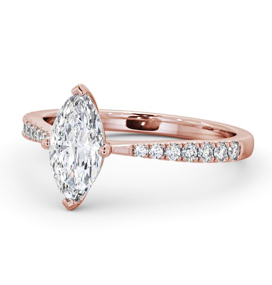  Marquise Diamond Engagement Ring 9K Rose Gold Solitaire With Side Stones - Colmar ENMA15S_RG_THUMB2 