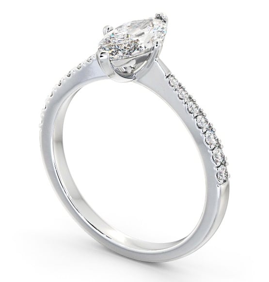 Marquise Diamond Tapered Band Engagement Ring Platinum Solitaire with Channel Set Side Stones ENMA15S_WG_THUMB1 