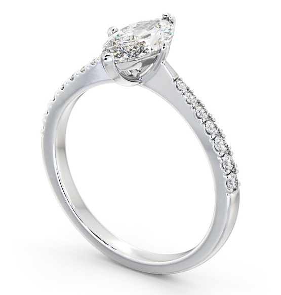 Marquise Diamond Tapered Band Engagement Ring 9K White Gold Solitaire with Channel Set Side Stones ENMA15S_WG_THUMB1